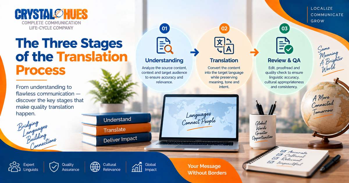 What are the three stages of translation Process ?