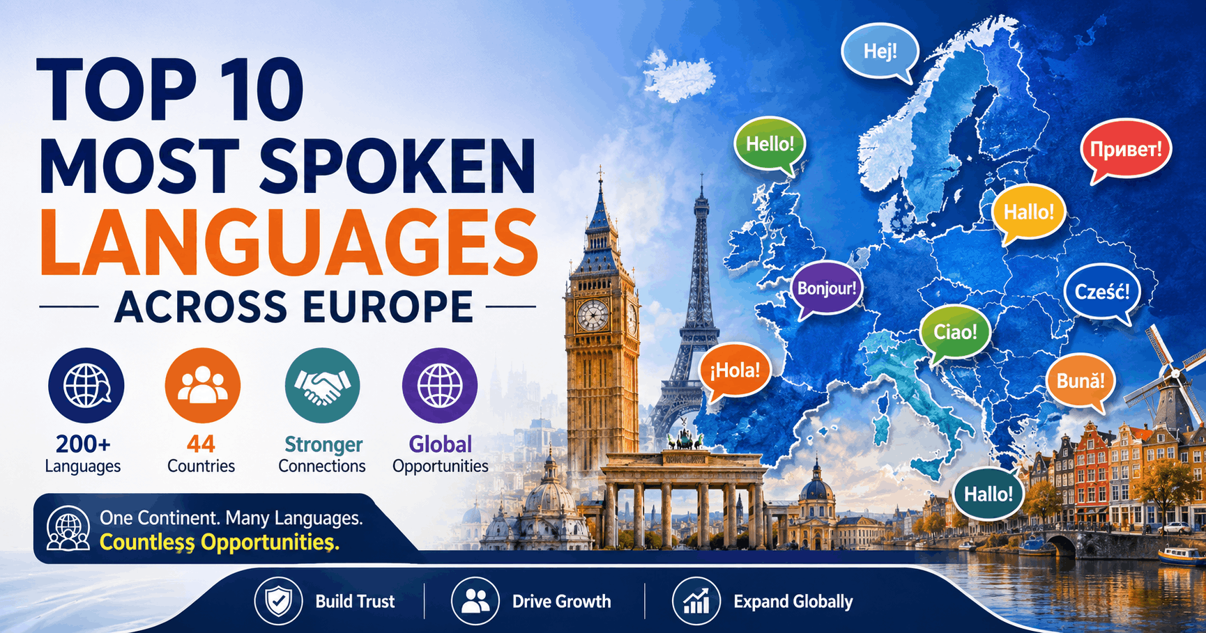 Top 10 Most Spoken Languages Across Europe
