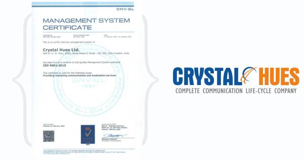 Crystal Hues Limited Receives DNV Accreditation by UKAS For Its Excellent Quality Management Systems